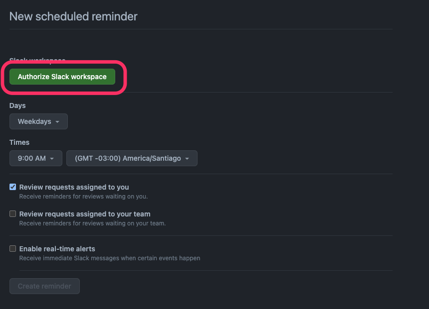 Authorize Slack workspace